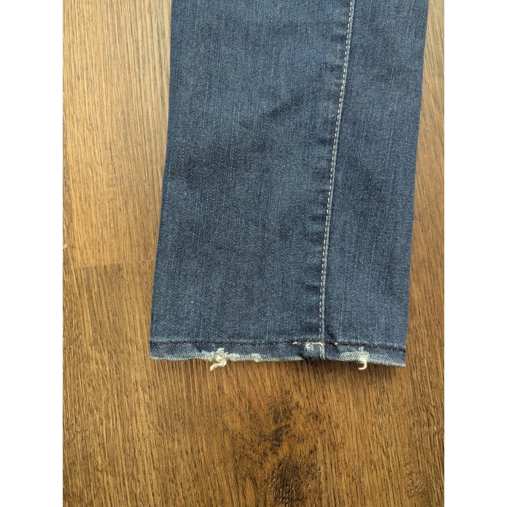 7 For All Mankind Dojo Jeans 28x34 Blue Medium Wash Straight Skinny Chain Sequin - Picture 6 of 16